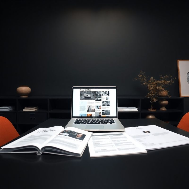 Studio Bottega di Verona: workspace con wireframe di un sito web e brand guidelines stampate